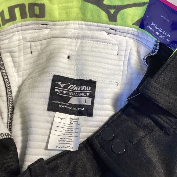 Mizuno Softball Women's L MVP Pro Black Pants Elastic Bottom Reinforced Knee - Picture 9 of 9